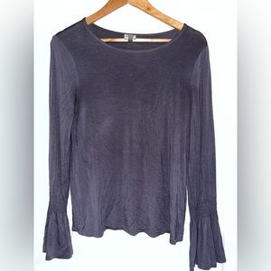 Cupio - Dark Gray Bell Sleeve Top